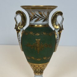 Pair Empire Style Porcelain Vases | Swan & Fasces Decor