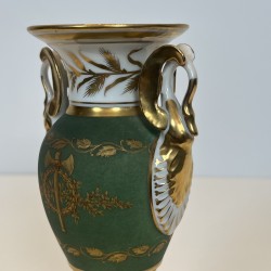 Pair Empire Style Porcelain Vases | Swan & Fasces Decor