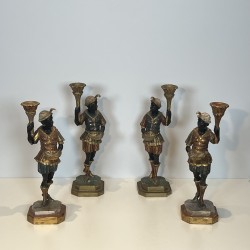 Set of 4 Venetian Blackamoor Torchieres | Mid-20th Century Antiques