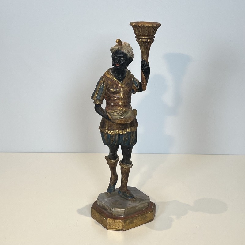 Suite de Quatre Sculptures Porte-Torchères "Moretti" Polychromes, Style Vénitien, 1950s