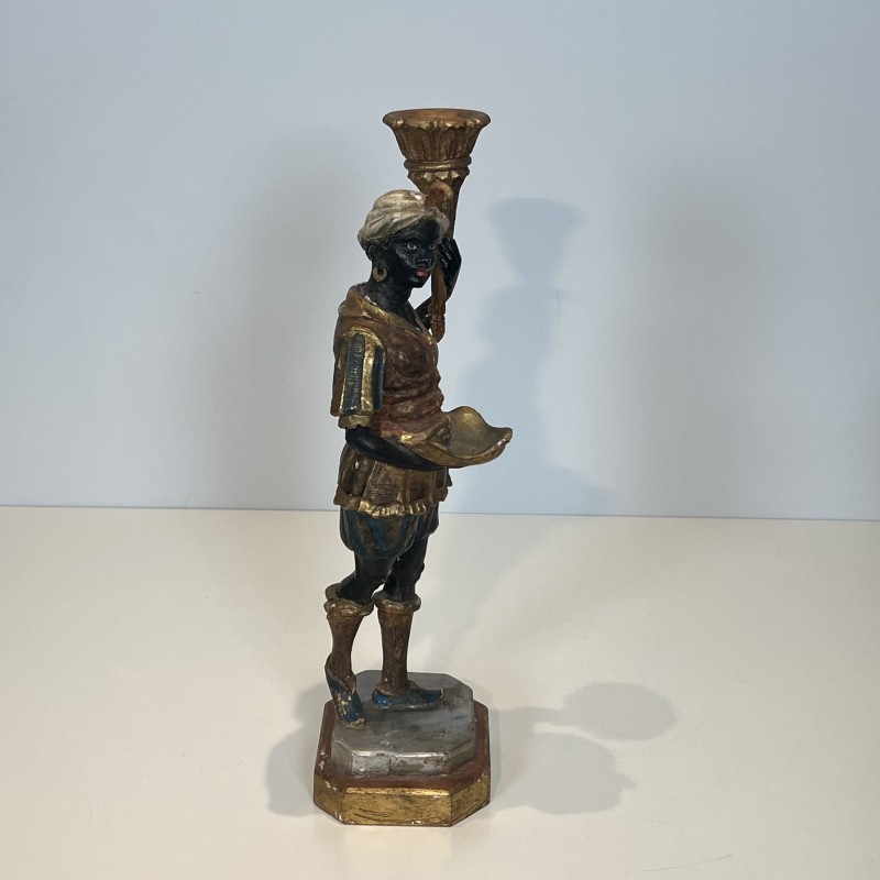 Suite de Quatre Sculptures Porte-Torchères "Moretti" Polychromes, Style Vénitien, 1950s