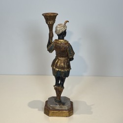 Suite de Quatre Sculptures Porte-Torchères "Moretti" Polychromes, Style Vénitien, 1950s