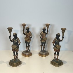 Set of 4 Venetian Blackamoor Torchieres | Mid-20th Century Antiques