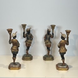 Set of 4 Venetian Blackamoor Torchieres | Mid-20th Century Antiques