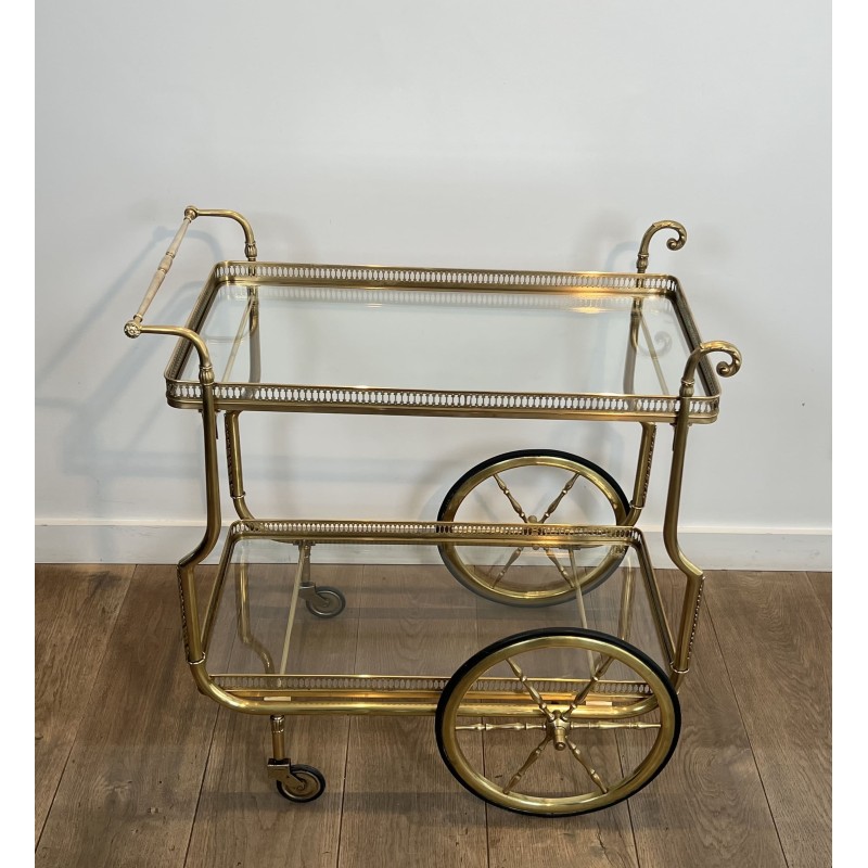 Table Roulante Laiton Grandes Roues | Maison Jansen Vers 1940