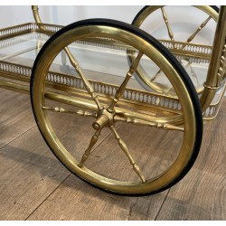 Table Roulante Laiton Grandes Roues | Maison Jansen Vers 1940