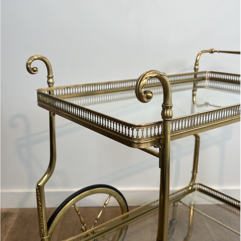 Table Roulante Laiton Grandes Roues | Maison Jansen Vers 1940