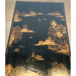 Brass & Chinoiserie Lacquer Coffee Table | Maison Jansen 1940s