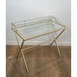 Brass & Glass Gradin Desk | Maison Jansen Style 1960s