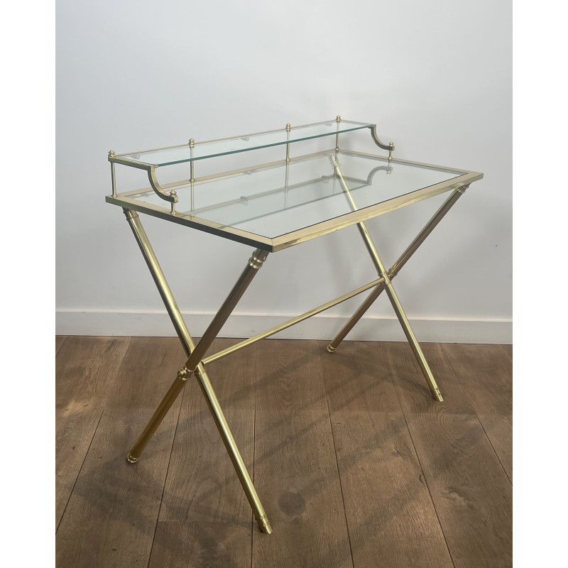 Brass & Glass Gradin Desk | Maison Jansen Style 1960s