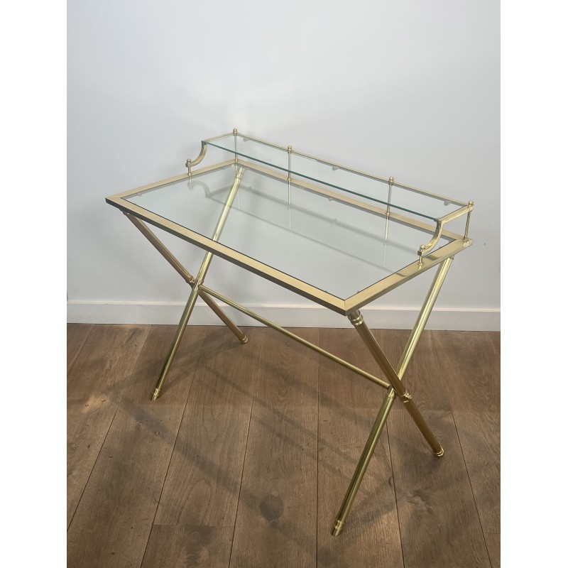 Brass & Glass Gradin Desk | Maison Jansen Style 1960s