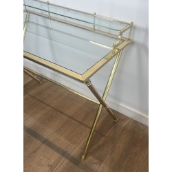 Bureau à Gradin Laiton & Verre | Maison Jansen Années 1940