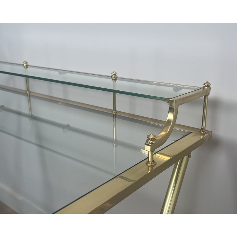 Brass & Glass Gradin Desk | Maison Jansen Style 1960s