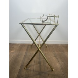 Brass & Glass Gradin Desk | Maison Jansen Style 1960s