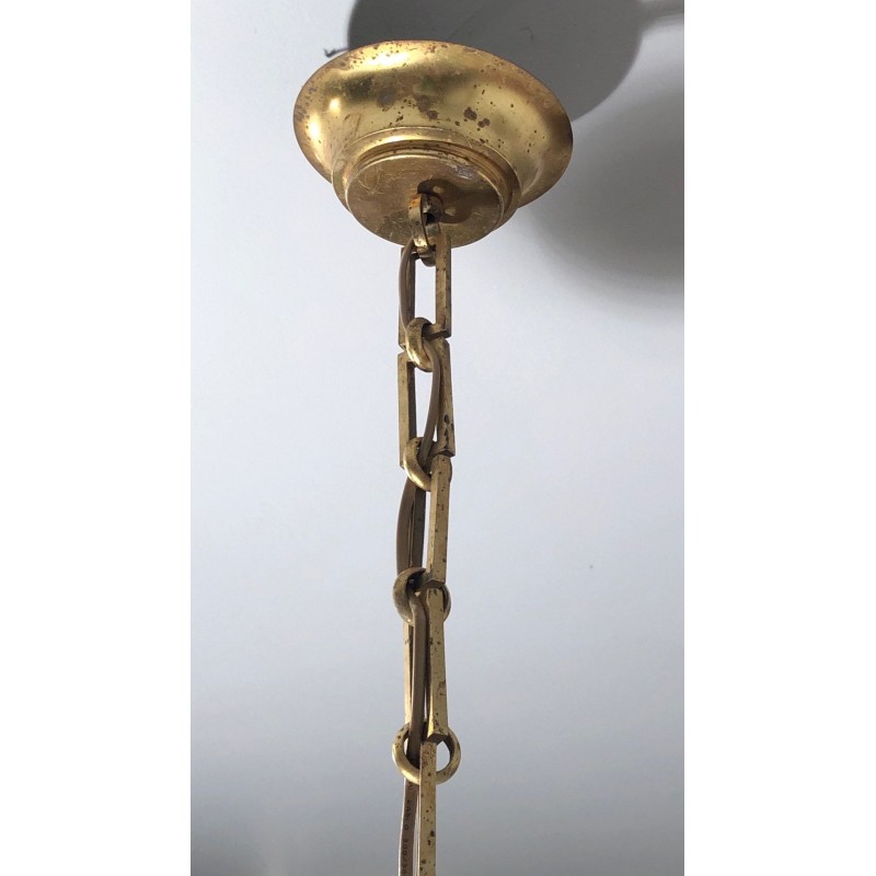 Lacquered Metal and Brass Chandelier. Circa 1940