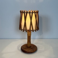 Rattan Table Lamp by Louis Sognot