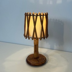 Lampe de Table en Rotin de Louis Sognot