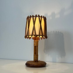 Rattan Table Lamp by Louis Sognot