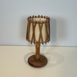Lampe de Table en Rotin de Louis Sognot