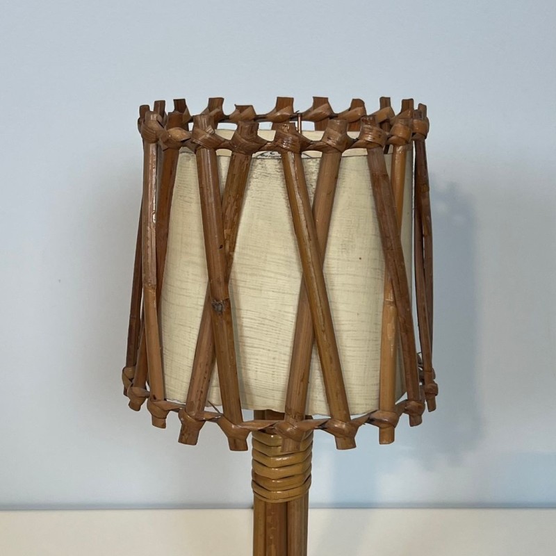 Rattan Table Lamp by Louis Sognot