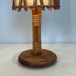 Rattan Table Lamp by Louis Sognot