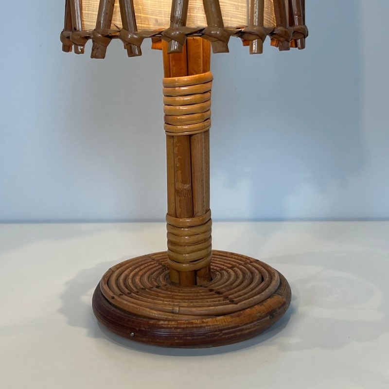 Rattan Table Lamp by Louis Sognot