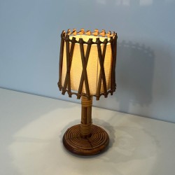 Rattan Table Lamp by Louis Sognot