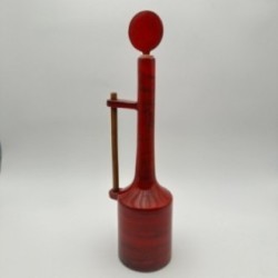 Bouteille moderniste en céramique émaillée rouge à bouchon sculptural – Signée, vers 1970