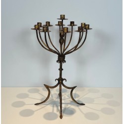 Eleven-Light Gilt Iron Candlestick, French Work, circa 1940