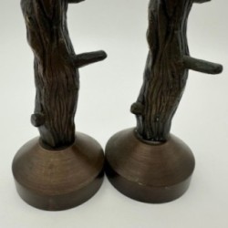 Paire de bougeoir en bronze imitation bois vers 1970