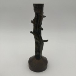 Paire de bougeoir en bronze imitation bois vers 1970