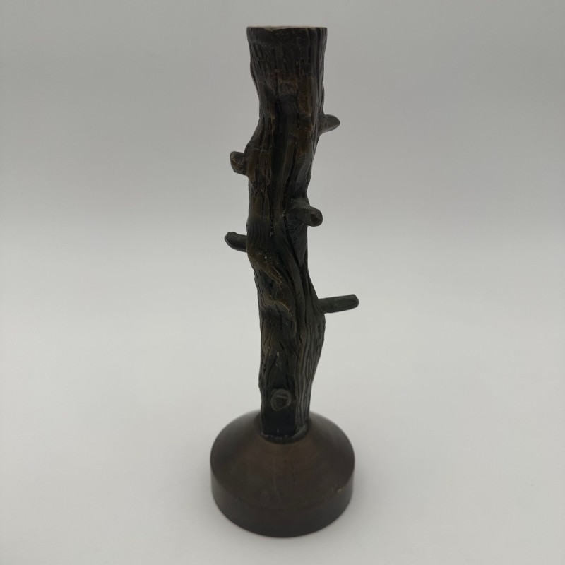 Paire de bougeoir en bronze imitation bois vers 1970