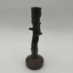 Paire de bougeoir en bronze imitation bois vers 1970