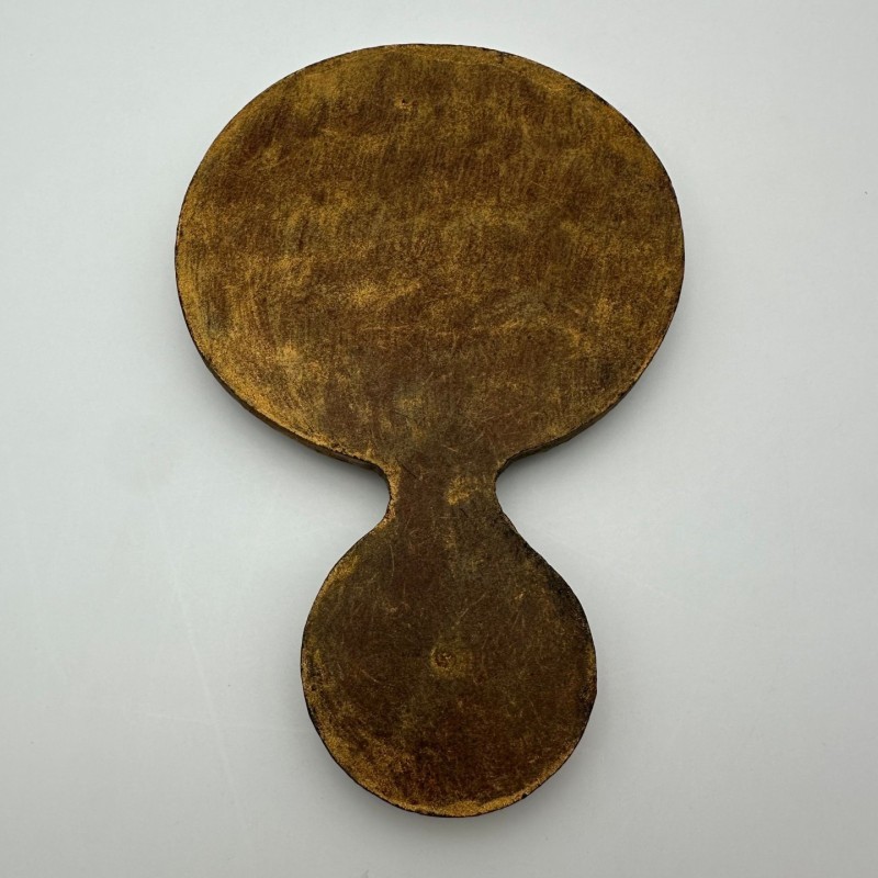 Miroir à main en métal doré, dans le goût de Line Vautrin – Travail italien vers 1970