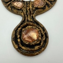 Miroir à main en métal doré, dans le goût de Line Vautrin – Travail italien vers 1970