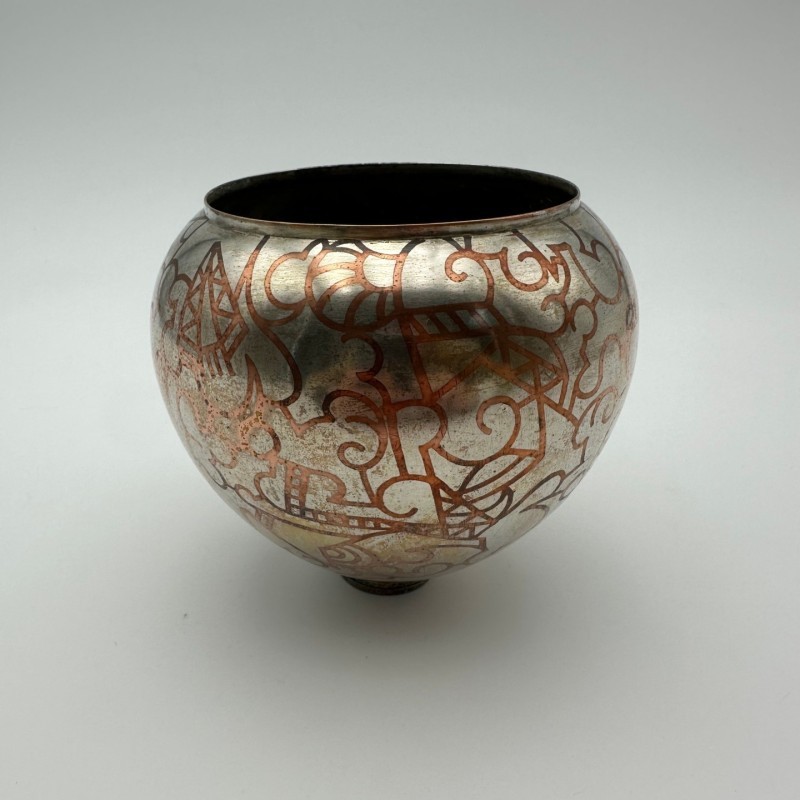 Vase dinaderie Art décor à décor géométrique – vers 1970