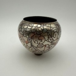 Vase dinaderie Art décor à décor géométrique – vers 1970
