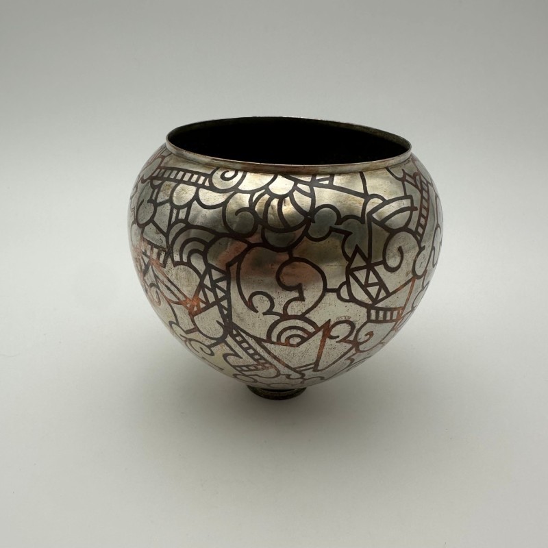 Vase dinaderie Art décor à décor géométrique – vers 1970