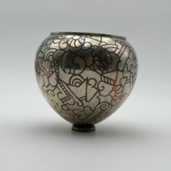 Vase dinaderie Art décor à décor géométrique – vers 1970