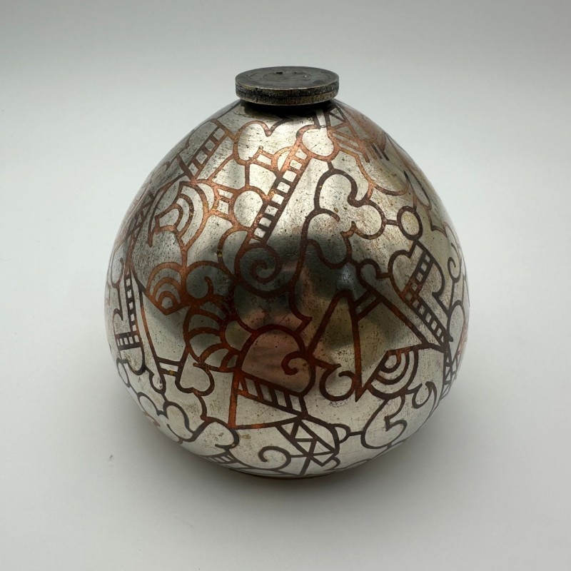 Vase dinaderie Art décor à décor géométrique – vers 1970