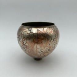 Vase dinaderie Art décor à décor géométrique – vers 1970