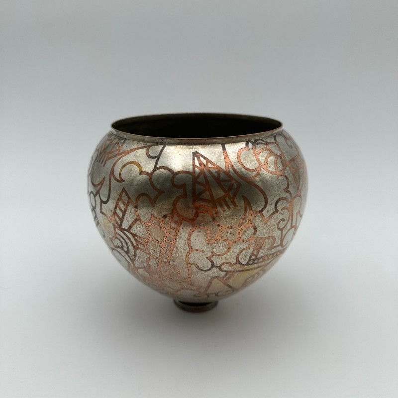 Vase dinaderie Art décor à décor géométrique – vers 1970