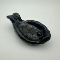 Vide-poche en forme de poisson en céramique noire – Signé, vers 1970