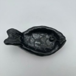 Vide-poche en forme de poisson en céramique noire – Signé, vers 1970