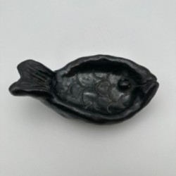 Vide-poche en forme de poisson en céramique noire – Signé, vers 1970