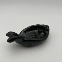 Vide-poche en forme de poisson en céramique noire – Signé, vers 1970