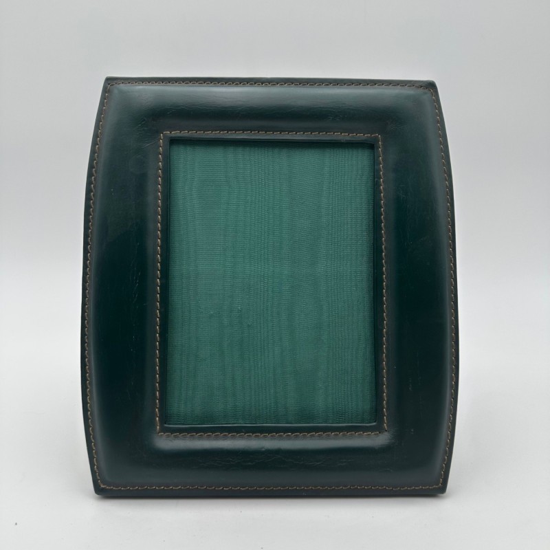 Cadre photo en cuir vert, dans le goût de Jacques Adnet – Travail français, vers 1950
