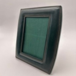 Cadre photo en cuir vert, dans le goût de Jacques Adnet – Travail français, vers 1950