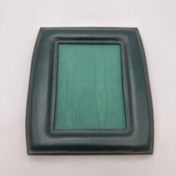Cadre photo en cuir vert, dans le goût de Jacques Adnet – Travail français, vers 1950