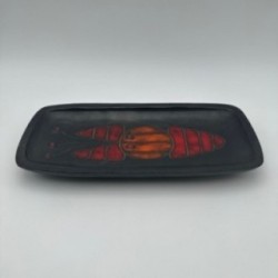 Black Ceramic Dish or Vide-Poche with Fish decoration, by Oswald Tieberghien, circa 1970